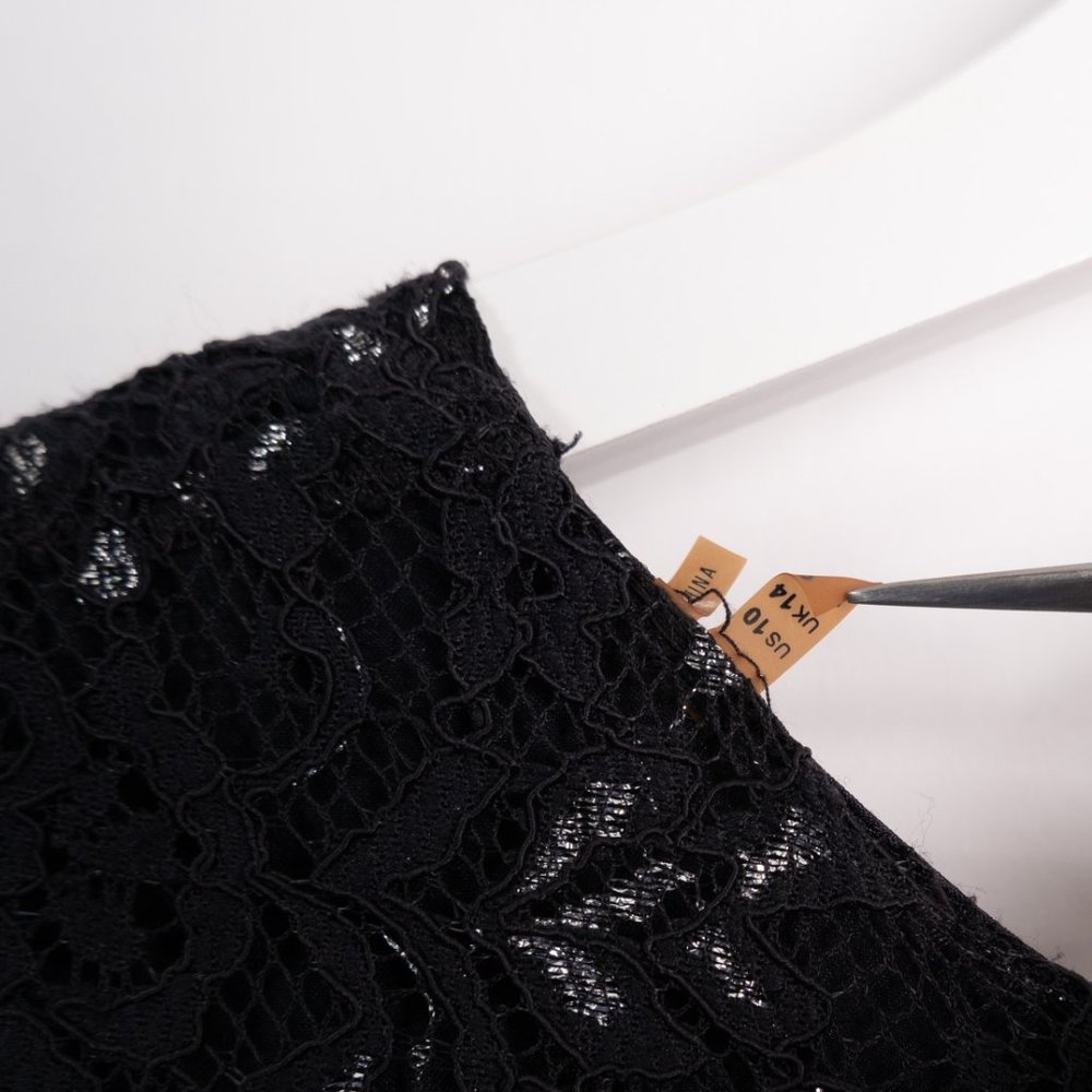 TAHARI navy blue sleeveless textured sheath dress with silver accents si… - Picture 8 of 12